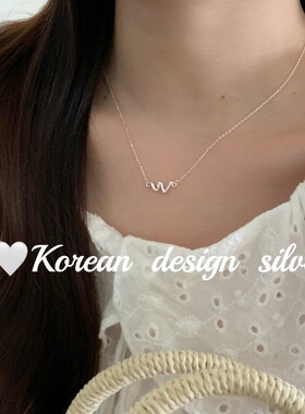 韩国小众设计ins风饰品 S925纯银简约W字母项链叠戴高级锁骨链女