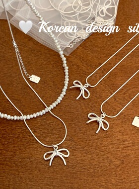 韩国ins风博主同款 小众设计百搭饰品 S925纯银 蛇骨蝴蝶结项链