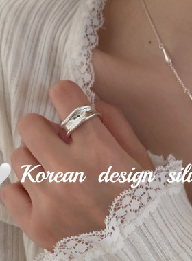 2025年新款爆款韩国ins风简约 S925纯银凹面不对称戒指 小众设计