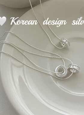 韩国ins气质简约小众设计锁骨链 S925纯银镂空圈圈锆石路路通项链