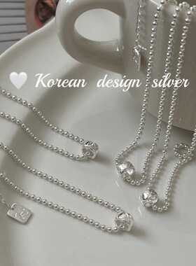 韩国东大门ins风银饰品 S925纯银镂空圈圈华夫格珠珠项链百搭