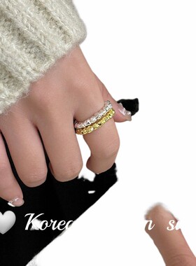 韩版小众设计简约食指环 S925纯银不规则熔岩石戒指 开口可调节女