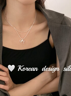 韩国ins简约设计亮银饰 S925纯银简约麻花素项链 小众叠戴百搭女