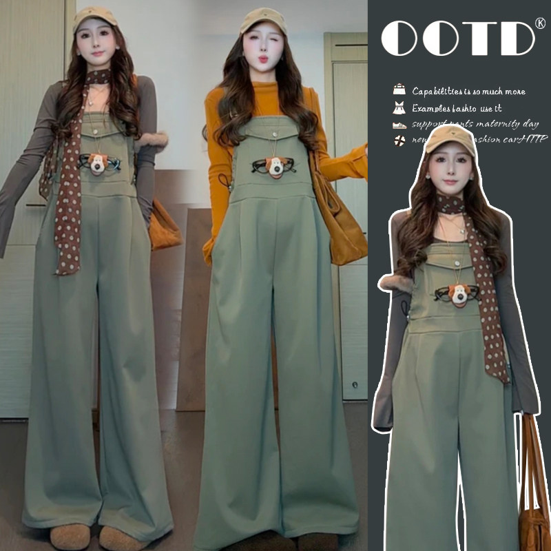 大码孕妇背带长裤冬季加绒加厚工装连体裤+针织打底衣两件套200斤,淘宝优惠券,粉丝福利购,淘宝优惠卷