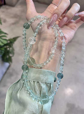 新款绿水晶仿绿萤石手链女款三圈手串饰品礼物送女友闺蜜转运
