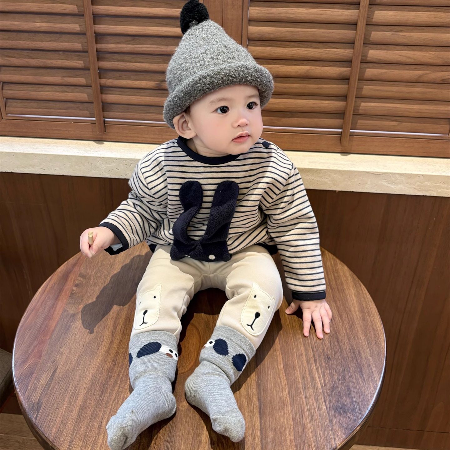 男宝宝洋气时髦冬装套装超萌韩系婴幼儿加厚卫衣打底裤两件套秋冬,淘宝优惠券,粉丝福利购,淘宝优惠卷