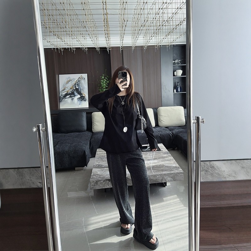 腿长一米八 大码女装胖mm巨显瘦休闲时尚亮丝2025年新款阔腿裤子,淘宝优惠券,粉丝福利购,淘宝优惠卷