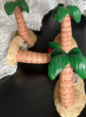 椰子树沙滩水桶微景观造景小摆件树脂鱼缸沉水多肉花盆装饰渡假风