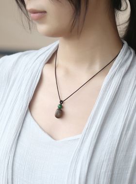 「随形运转」沉香五行水晶补缺字命主静心助眠女项链吊坠刻字饰品