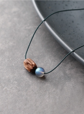 「流光运转」老山檀香木月光随形助运势女吊坠项链锁骨链项坠静神