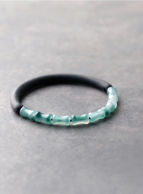 黑檀木玉竹节细手镯女款国风饰品