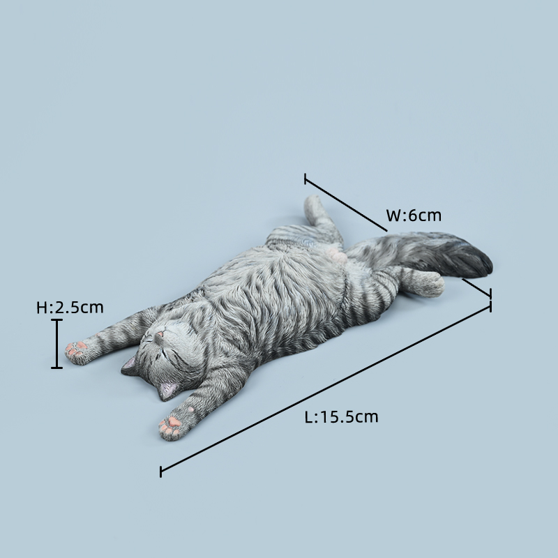 JXK躺平猫睡觉小猫咪公仔手办模型仿真宠物周边可爱小摆件工艺品 - 图0