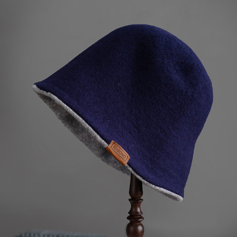 小野商双面戴精品美丽诺羊毛帽子女帽秋冬渔夫帽男款保暖护耳大头
