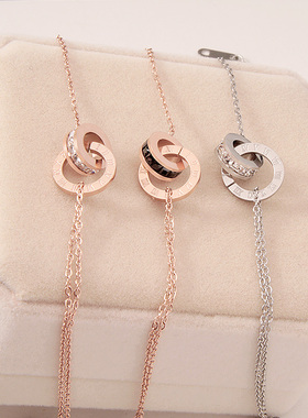 钛钢不掉色防过敏高级感双圈项链