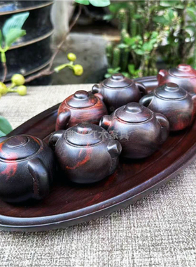 大红酸枝木茶壶摆件红木雕工艺品摆件交趾黄檀木雕工艺品摆件