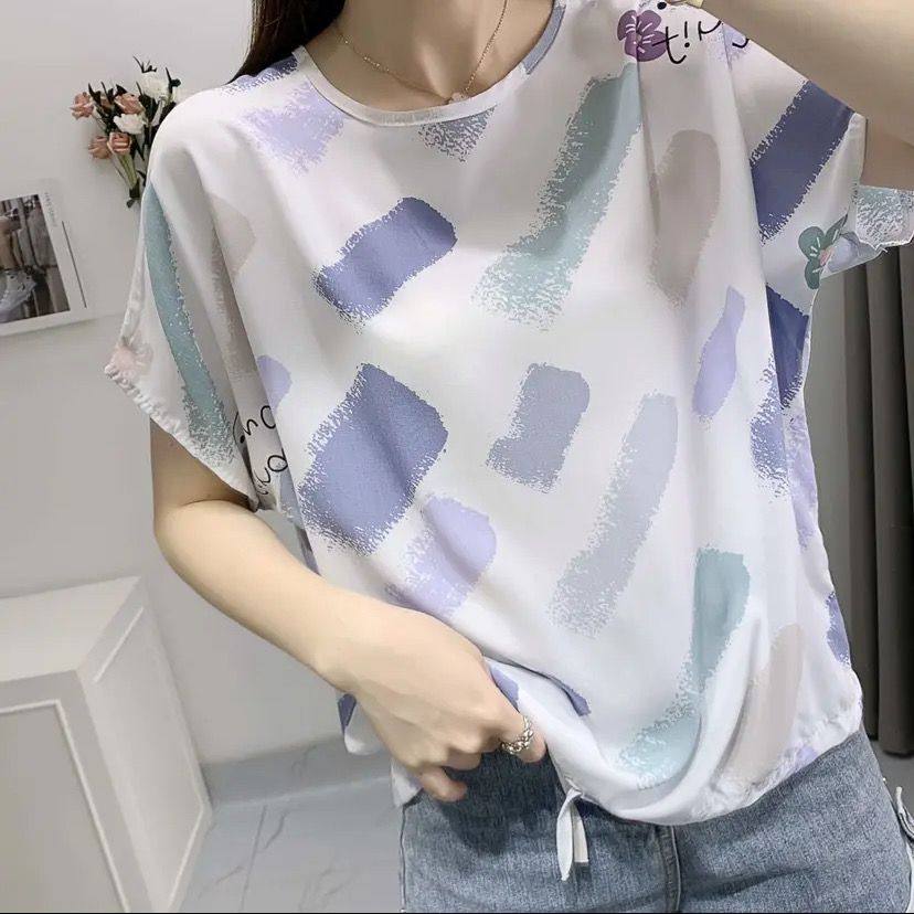 棉绸面料夏季宽松大码短袖上衣显瘦人造棉大码女装遮肚百搭T恤衫,淘宝优惠券,粉丝福利购,淘宝优惠卷