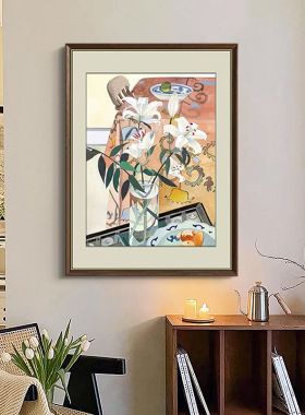 餐边百合中古风复古装饰画