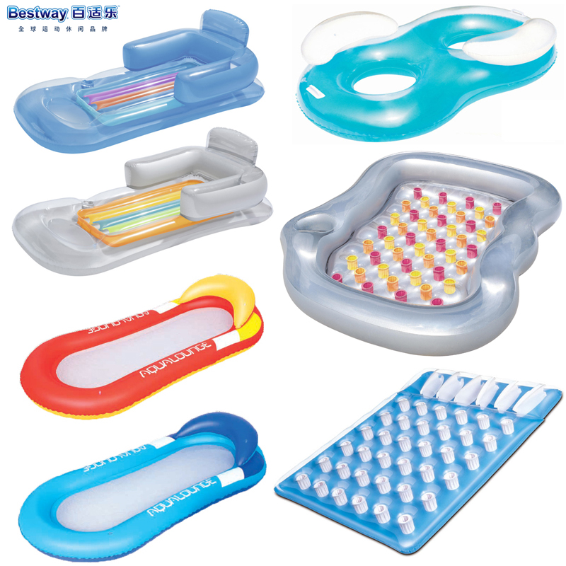 包郵送泵 正品Bestway水上浮床浮排游泳充氣床靠背躺椅海灘墊加厚
