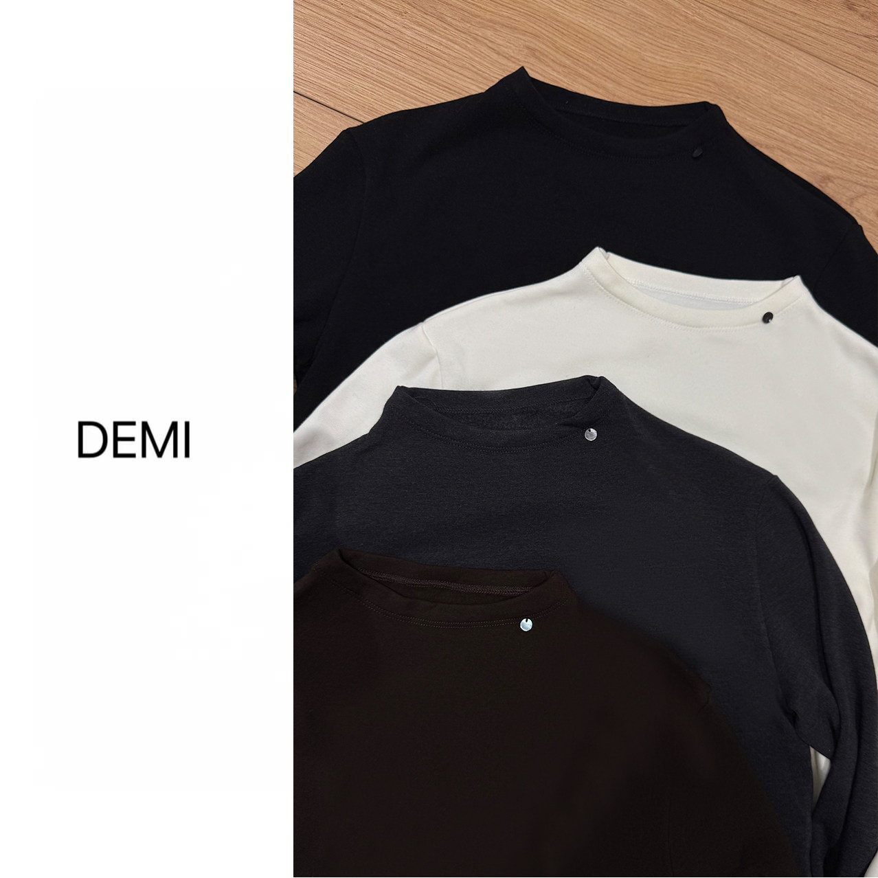 MISS RUILI 定制新款贝壳扣简约长袖T恤气质显瘦上衣打底衫F1283,淘宝优惠券,粉丝福利购,淘宝优惠卷