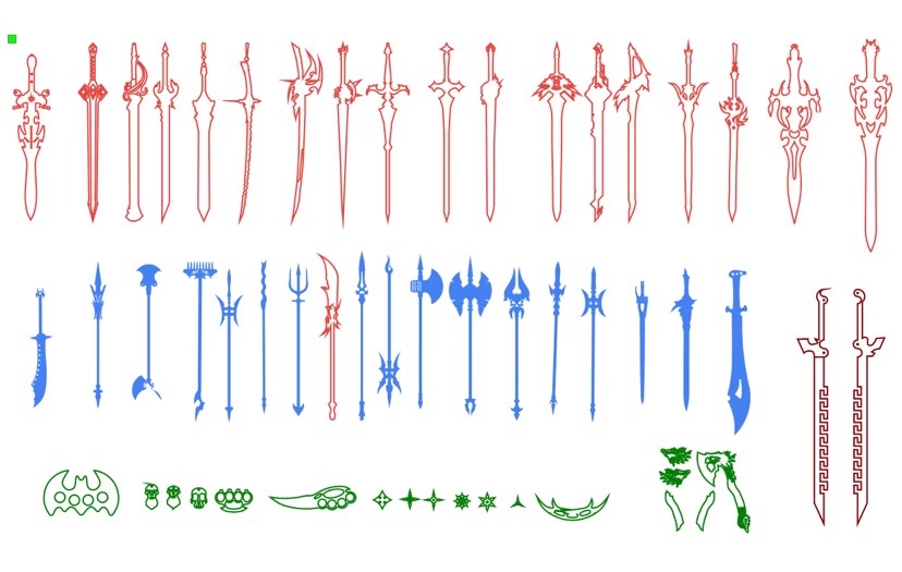 36款刀剑叉戟 原神兵器谱2D激光切割雕刻图纸工艺品CAD矢量图宝剑 - 图1