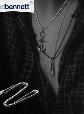 英国男士挂饰黑色吊坠圆珠链