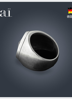 cai纯银六芒星宽面手工男士戒指