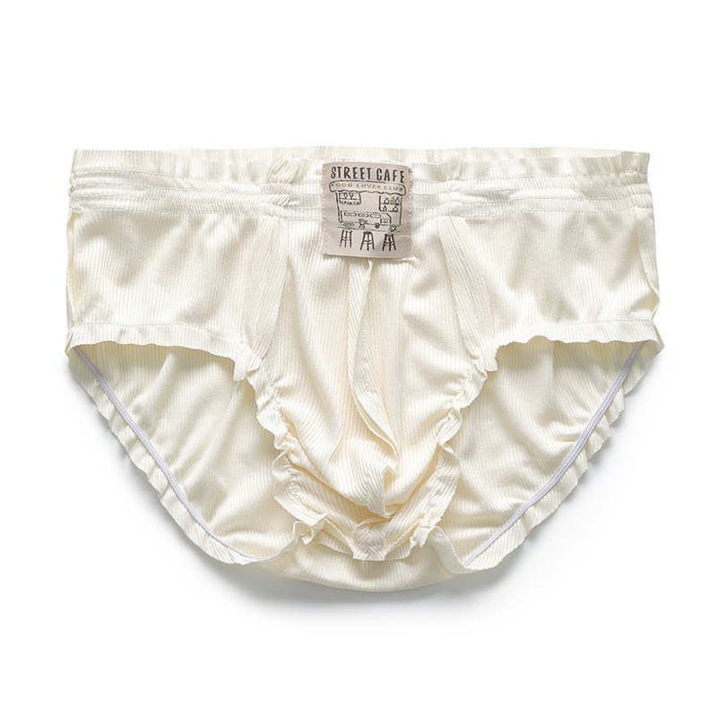 男士内裤棉质舒适柔软透气时尚个性荷叶边青年U囊袋中腰三角短裤,淘宝优惠券,粉丝福利购,淘宝优惠卷