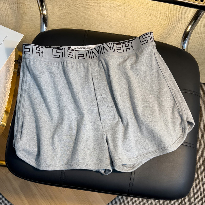 2条宽松男士内裤男纯棉透气阿罗平角居家休闲日系纯白色四角短裤,淘宝优惠券,粉丝福利购,淘宝优惠卷