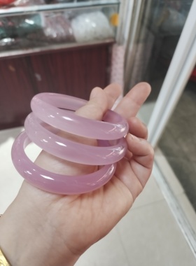 玉镯冰种粉玉髓手镯女浅紫色翡翠色窄版汉服玉镯玛瑙玉石水晶手环