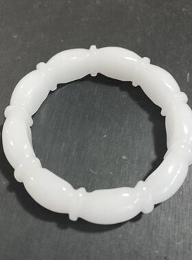 【白玉节节高手镯】新疆白玉白色玉石麻花手镯仿真玉白玉美人镯