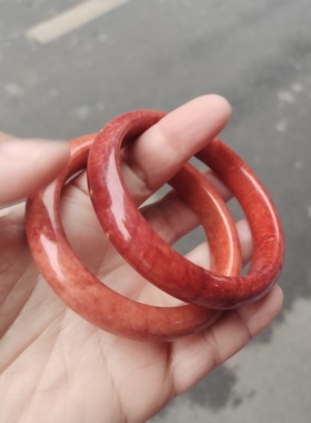 天然鸡血玉精雕手镯舒俱来苏纪石红色手环玉石手链手串饰品礼物精