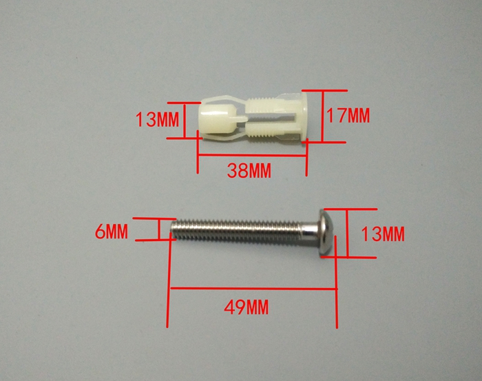 WDI马桶PP盖子脲醛盖板固定配件座便器尼龙膨胀不锈钢上锁螺丝-图1