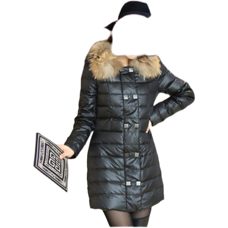 冬季羽绒服女款大码黑色长款厚正品保暖不退换