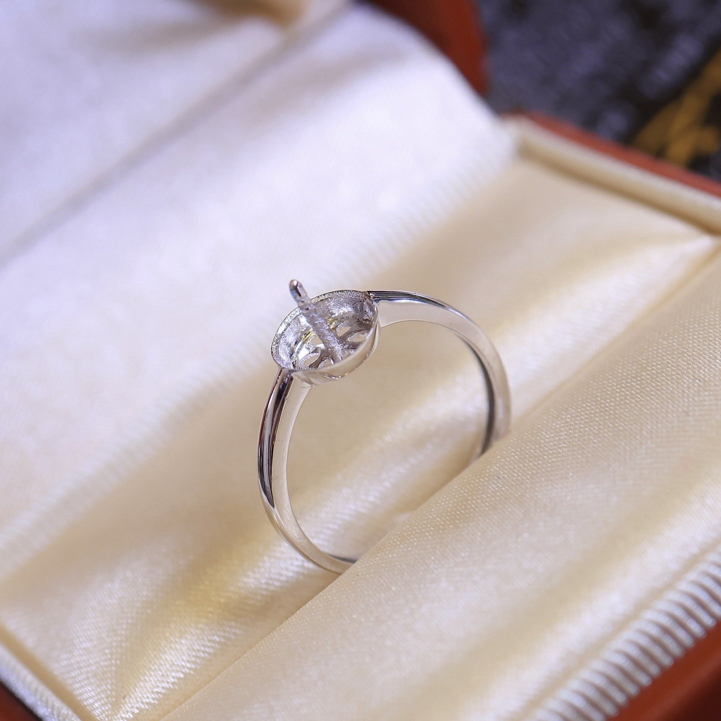 PT900铂金配件9-10mm天然珍珠DIY戒指空托光版厚金简约低调百搭款,淘宝优惠券,粉丝福利购,淘宝优惠卷