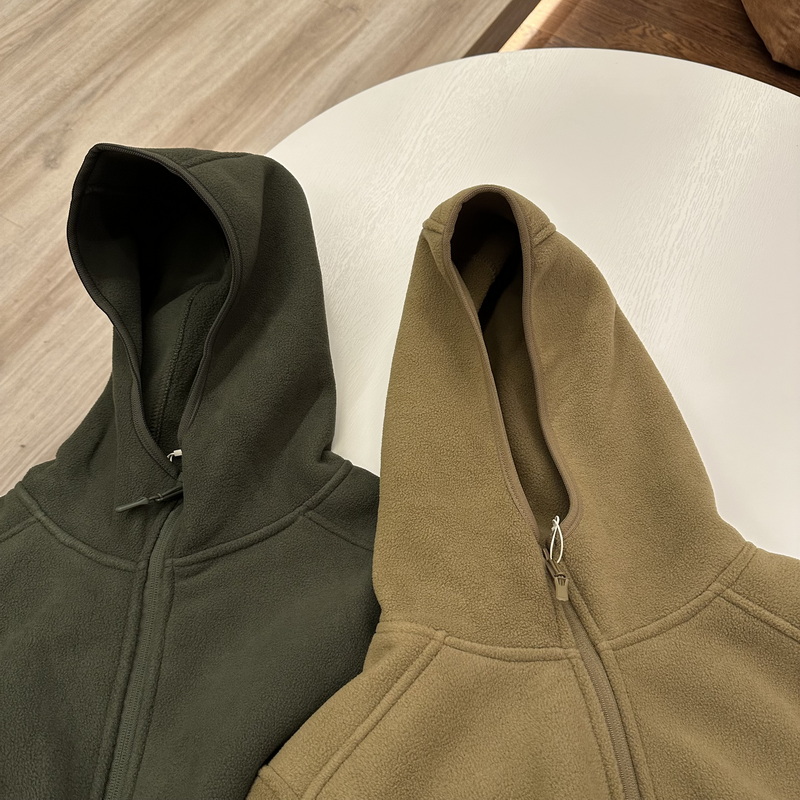 oldgreen/无性别款防风保暖摇粒绒拉链外套双面绒连帽开衫卫衣 - 图0