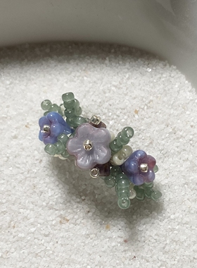 茵娜原创设计紫色甜美森系串珠米珠戒指小众配饰个性礼物