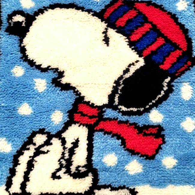 学生手工DIY毛线段段绣史努比卡通动物地毯坐垫椅垫材料包