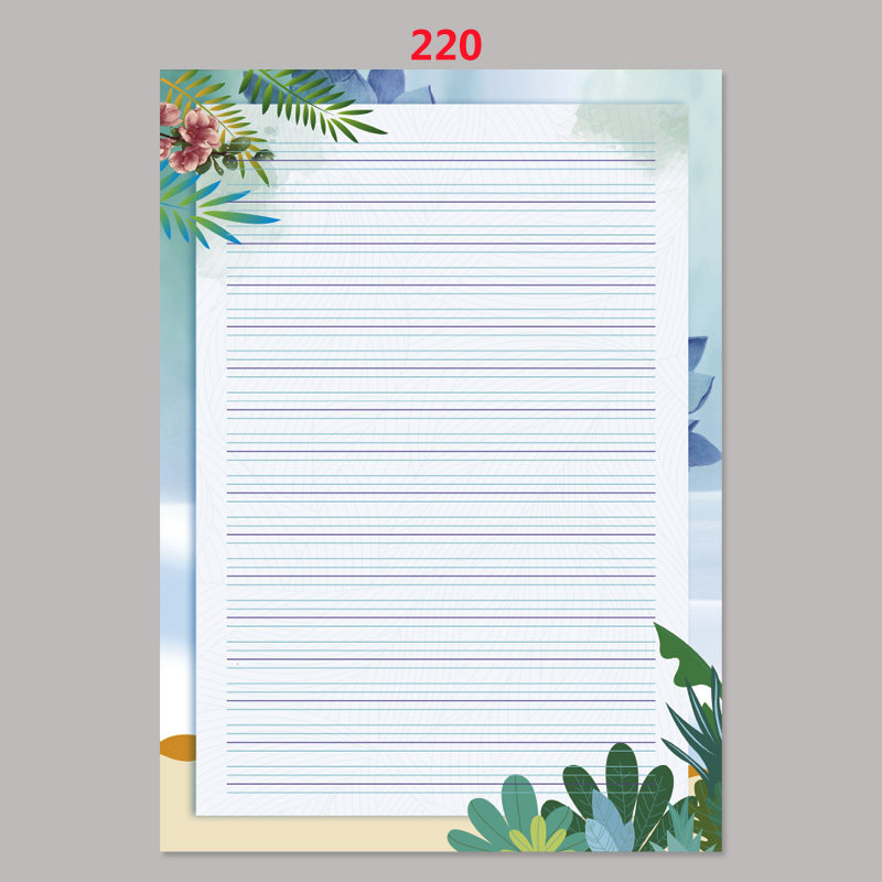 书写纸a4彩色英文四线三格信纸花纹打印纸带图案英语卡通信签纸