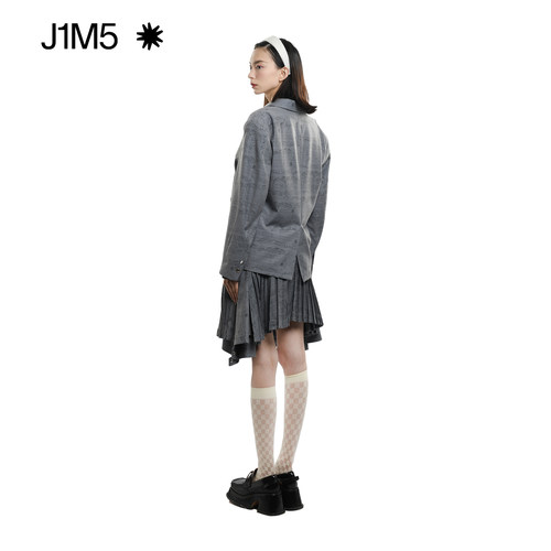 J1M5买手店 MOMONARY 22SS印花袖口针织布西装外套设计师春夏女-图2