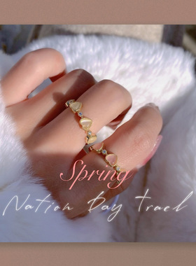 轻奢少女风爱心法式日系猫眼石