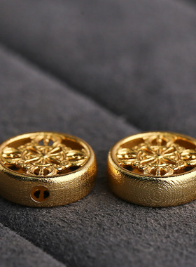 S925银金刚杵配珠银镀金古法金diy 手工串珠散珠手链饰品配件