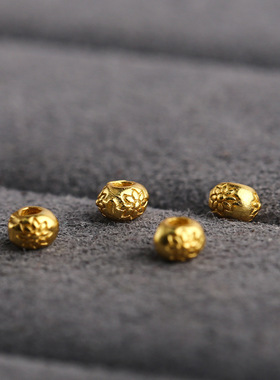 S925银 莲花圆珠银镀金古法金diy 吊坠挂件饰品配件
