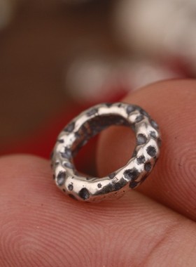 s925银陨石坑纹跑环文玩卡环配饰佛珠手串星月金刚猴头百香籽菩提