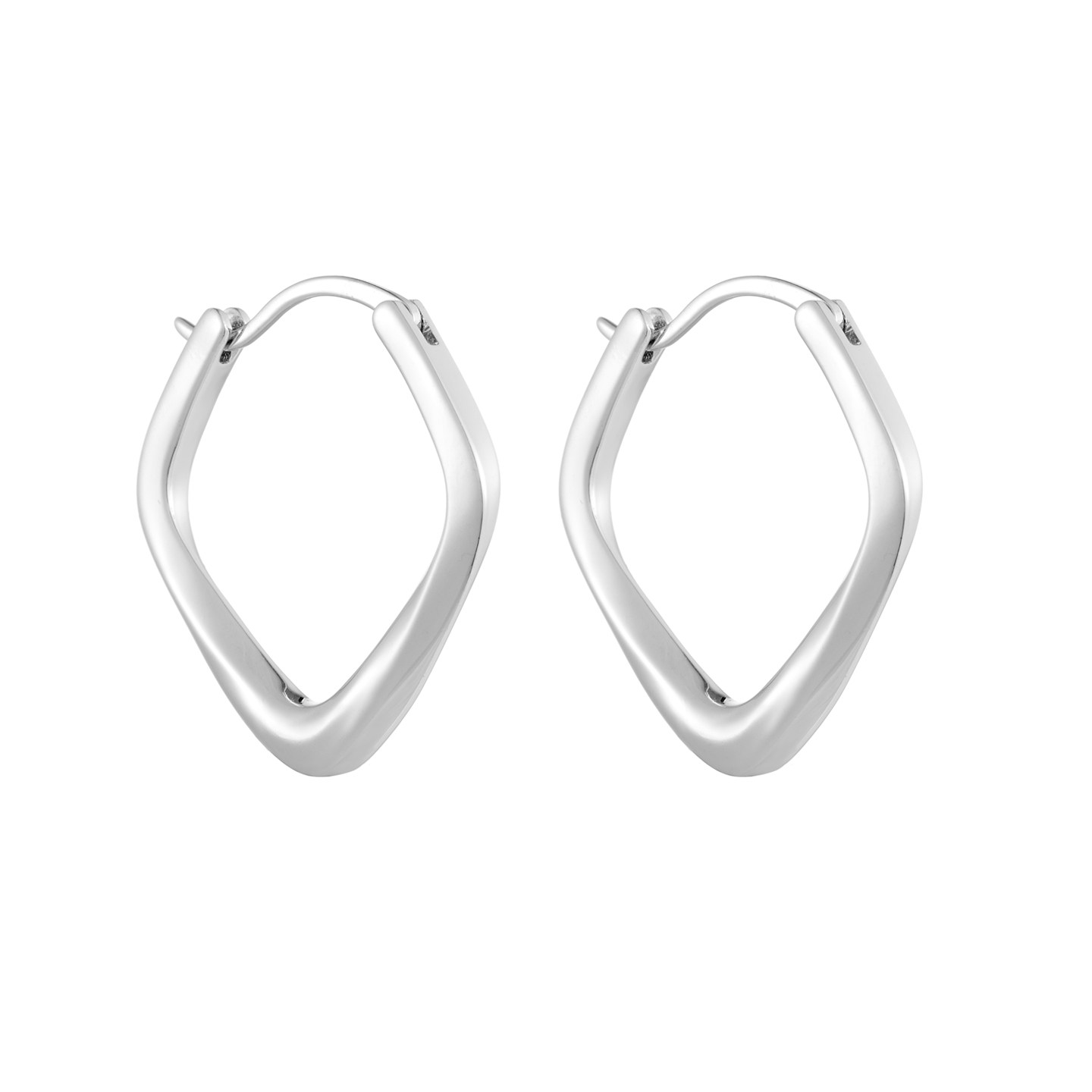 AHCHOO  静奢通勤简约S925纯银光面素圈方形耳环菱形乌比斯耳扣女,淘宝优惠券,粉丝福利购,淘宝优惠卷