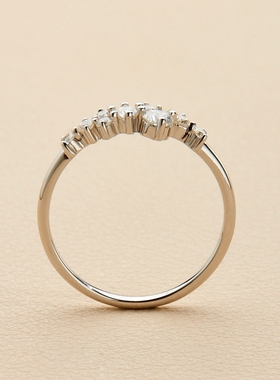 AHCHOO 静奢小众莫桑石细钻白金戒指925银满天星指环情侣送礼超闪