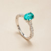 AHCHOO high-end 1.5 carat cultivated Paraiba stone green water drop ring moissanite white gold ring for women