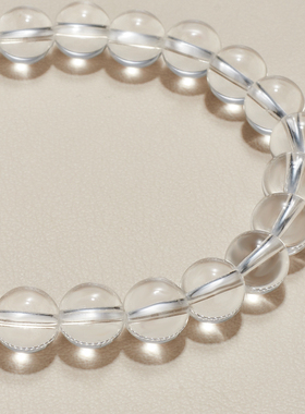 AHCHOO 天然透亮净体巴西原矿白水晶单圈手串弹力能量转运珠手环