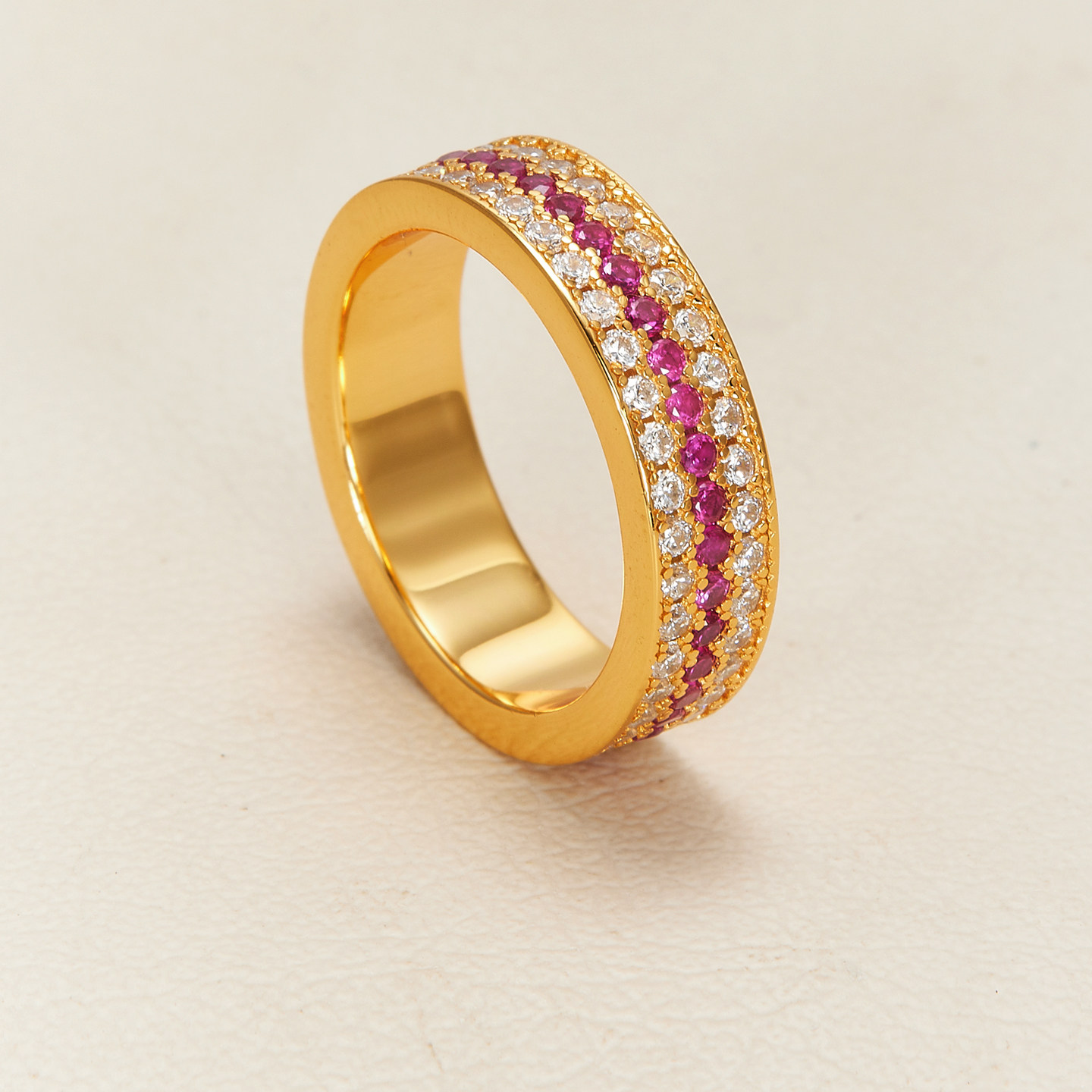 AHCHOO classic red corundum diamond ring S925 sterling silver ruby passepartout diamond ring for women diamond gift