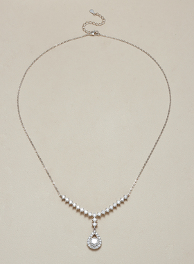 AHCHOO 静奢火彩爆闪3.8克拉莫桑石项链高级S925银Y型水滴锁骨链