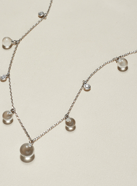 AHCHOO 不规则大小天然白水晶球项链小众设计感S925纯银锁骨链女